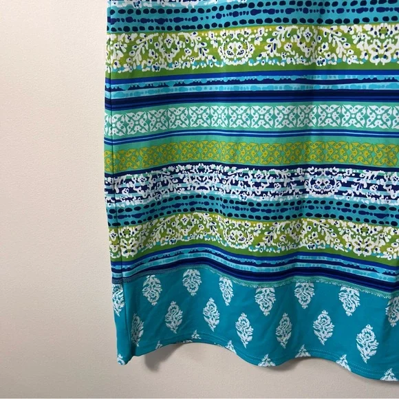 Lands End Colorful Nylon Blend T Shirt Dress Size Medium Swim Vacation Beach - Picture 5 of 11